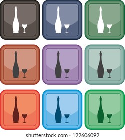 Glass and wine, icon, vector