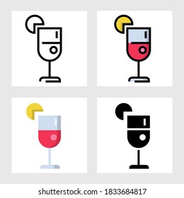 Glass of wine icon vector design in filled, thin line, outline and flat style.