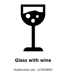 Glass with wine icon vector isolated on white background, logo concept of Glass with wine sign on transparent background, filled black symbol
