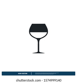 glass wine icon vector logo template design element