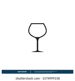 glass wine icon vector logo template design element