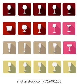 Glass wine icons vector