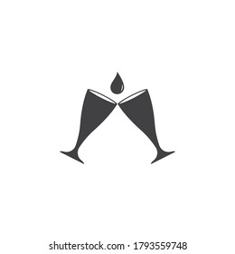 Glass Wine illustration flat design Template 