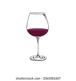 Vidrio de ilustraciones de vino para cartelera o portada de libro. Un simple diseño de velador plano