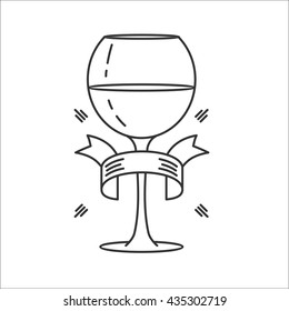 Glass of wine. Isolated on white background, vector icon.