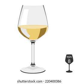 Glass of wine, wine glass isolated, white wine glass