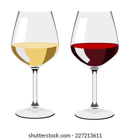 Glass of wine, wine glass isolated, white wine glass, glass set