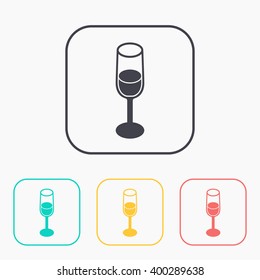 glass of wine isometric 3d color icon set 