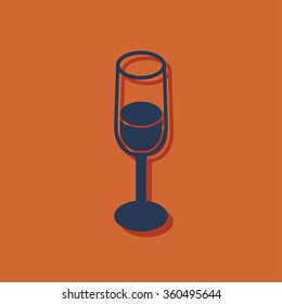 glass of wine isometric 3d icon