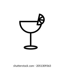 Glass of wine lemon slice vector icon illustration, black symbol or logo,