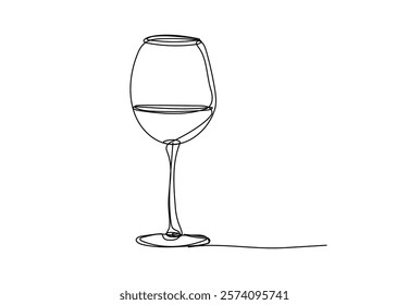 A glass of wine , line drawing style,vector  illustration