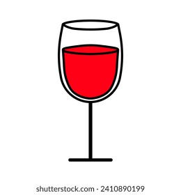 Glass of wine line icon. Grapes, alcohol, cheese, bottle, France, champagne, drink, cinema, holiday. Vector icon for business and advertising