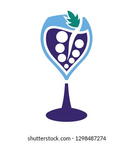 glass wine logo, grape, silhouette glass
