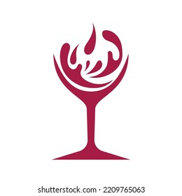 Glass Wine Logo illustration flat design template 