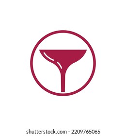 Ilustración del logotipo del vino de vidrio Plantilla de diseño plano 