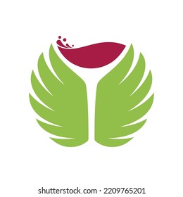 Glass Wine Logo illustration flat design template 