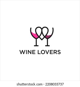glass wine lovers logo design .party vine alcohol community vector