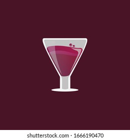 a glass wine with maroon color