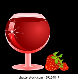 Glass with wine on a black background