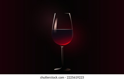 Glass of wine on dark background.