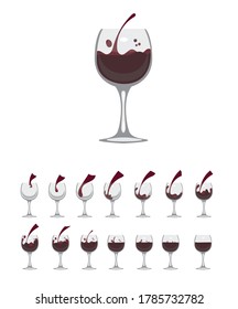 Ilustración de vectores de secuencia de animación de Vino de Vidrio de Vidrio de Vidrio
