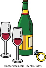 Glass of Wine, Ring Cartoon Colored Clipart