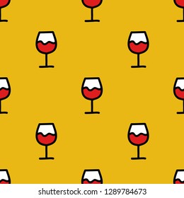 glass of wine seamless doodle pattern