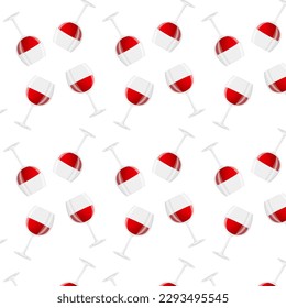 Glass of wine seamless pattern. National Wine Day. Alcoholic drink. For posters, logos, labels, banners, stickers, product packaging design, etc. Vector illustration.