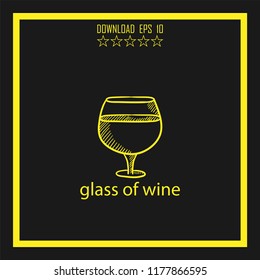 glass of wine sketch vector icon