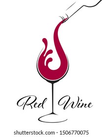 Glass of Wine with splash logo design. Vector icon, sign, symbol alcohol. Template for the menu, cafe, bar, restaurant, wine list