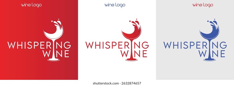 Glass of Wine with splash logo design