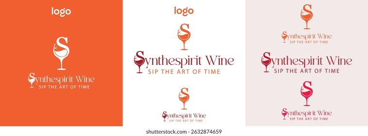 Glass of Wine with splash logo design