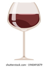 Glass Of Wine. Stemware In Cartoon Style