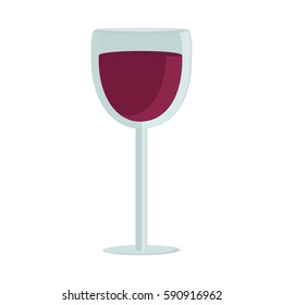 A glass of wine in the style of flat. The icon for the app. Vector illustration.