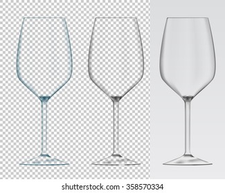 Glass of wine Transparent. Empty glass. Vector isolated.