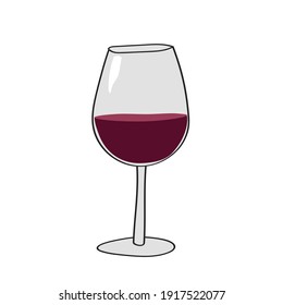 A glass of wine. Vector cartoon illustration on white background. Drink