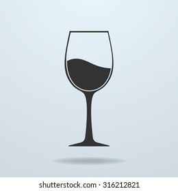 Glass Of Wine Vector Icon.