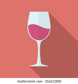 Glass of wine vector icon. 