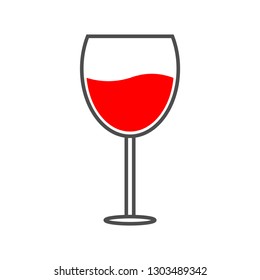 Glass of wine vector icon on white background