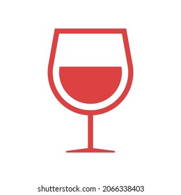 Glass of wine vector icon. Red symbol