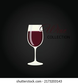Glass of wine . Vector illustration in flat style. For web, infographics.