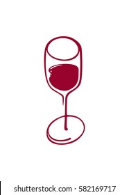 a glass of wine vector illustration, grape drink