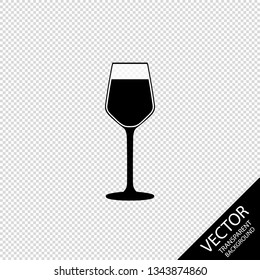 Glass Of Wine - Vector Illustration - Isolated On Transparent Blackground