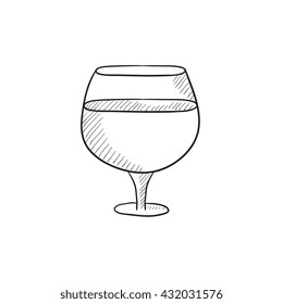 Glass of wine vector sketch icon isolated on background. Hand drawn Glass of wine icon. Glass of wine sketch icon for infographic, website or app.