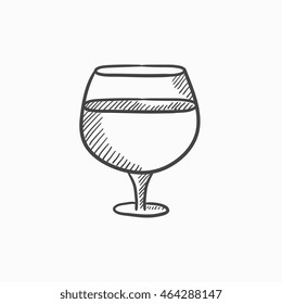 Icono de dibujo vectorial de vidrio aislado en el fondo. Icono de Vidrio de Vino dibujado a mano. Icono de boceto de vino para infografía, sitio web o aplicación.