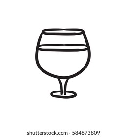Glass of wine vector sketch icon isolated on background. Hand drawn Glass of wine icon. Glass of wine sketch icon for infographic, website or app.