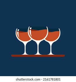Glass wine vector. symbol. logo design. Glass wine on tray.