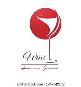 glass of wine. Vector template for a logo, emblem or sticker, isolated on a white background. Flat style.