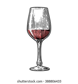 Glass for wine. Vector vintage engraved illustration isolated on white background.