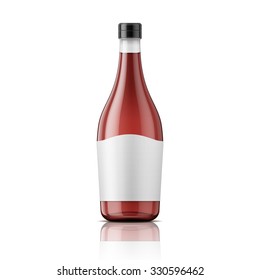 Glass Wine Vinegar Bottle With Plastic Lid And Blank Label. Vector Illustration. Glass Bottle Collection.